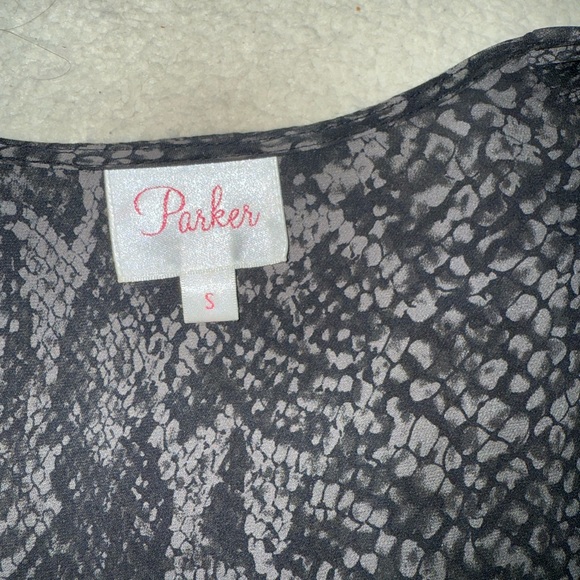 Parker Black Snake Print Long Sleeve Wrap Dress – Size S - Picture 3 of 3